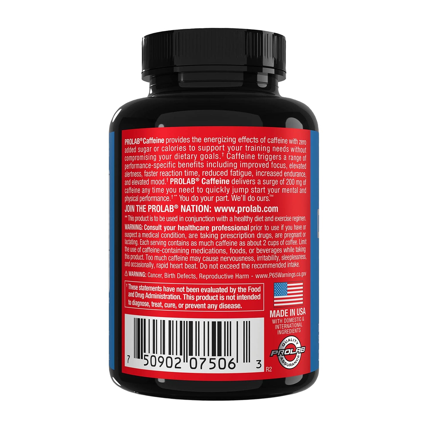 ProLab Caffeine Tablets 200mg - 200ct | Energy Support, Helps Enhance Endurance & Mental Focus, Reduce Fatigue, Pre-Workout, Extra Strength - Maple Wellness Supplements