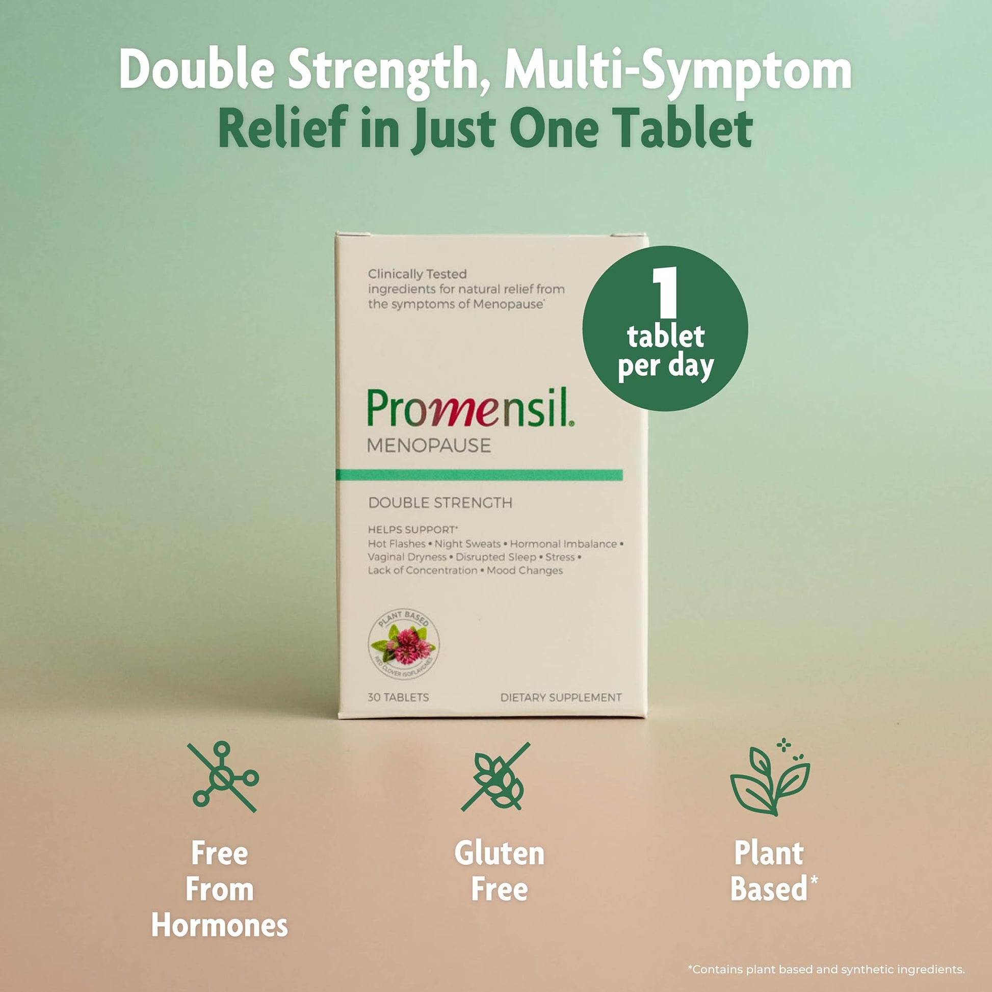 Promensil Menopause Double Strength - Menopause Supplements for Women, Red Clover Isoflavones, Helps Support Hot Flashes, Night Sweats, Restlessness - 30 Count - Maple Wellness Supplements