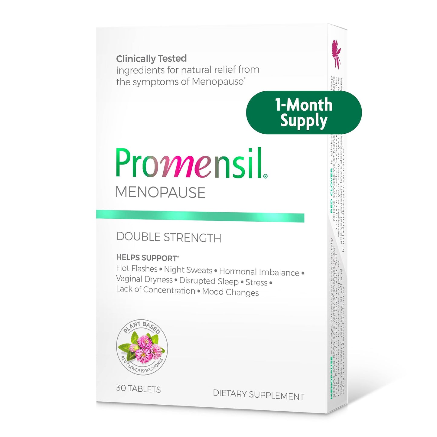 Promensil Menopause Double Strength - Menopause Supplements for Women, Red Clover Isoflavones, Helps Support Hot Flashes, Night Sweats, Restlessness - 30 Count - Maple Wellness Supplements