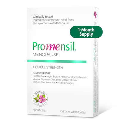 Promensil Menopause Double Strength - Menopause Supplements for Women, Red Clover Isoflavones, Helps Support Hot Flashes, Night Sweats, Restlessness - 30 Count - Maple Wellness Supplements