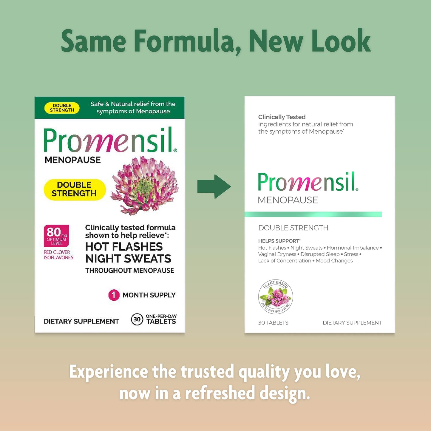 Promensil Menopause Double Strength - Menopause Supplements for Women, Red Clover Isoflavones, Helps Support Hot Flashes, Night Sweats, Restlessness - 30 Count - Maple Wellness Supplements