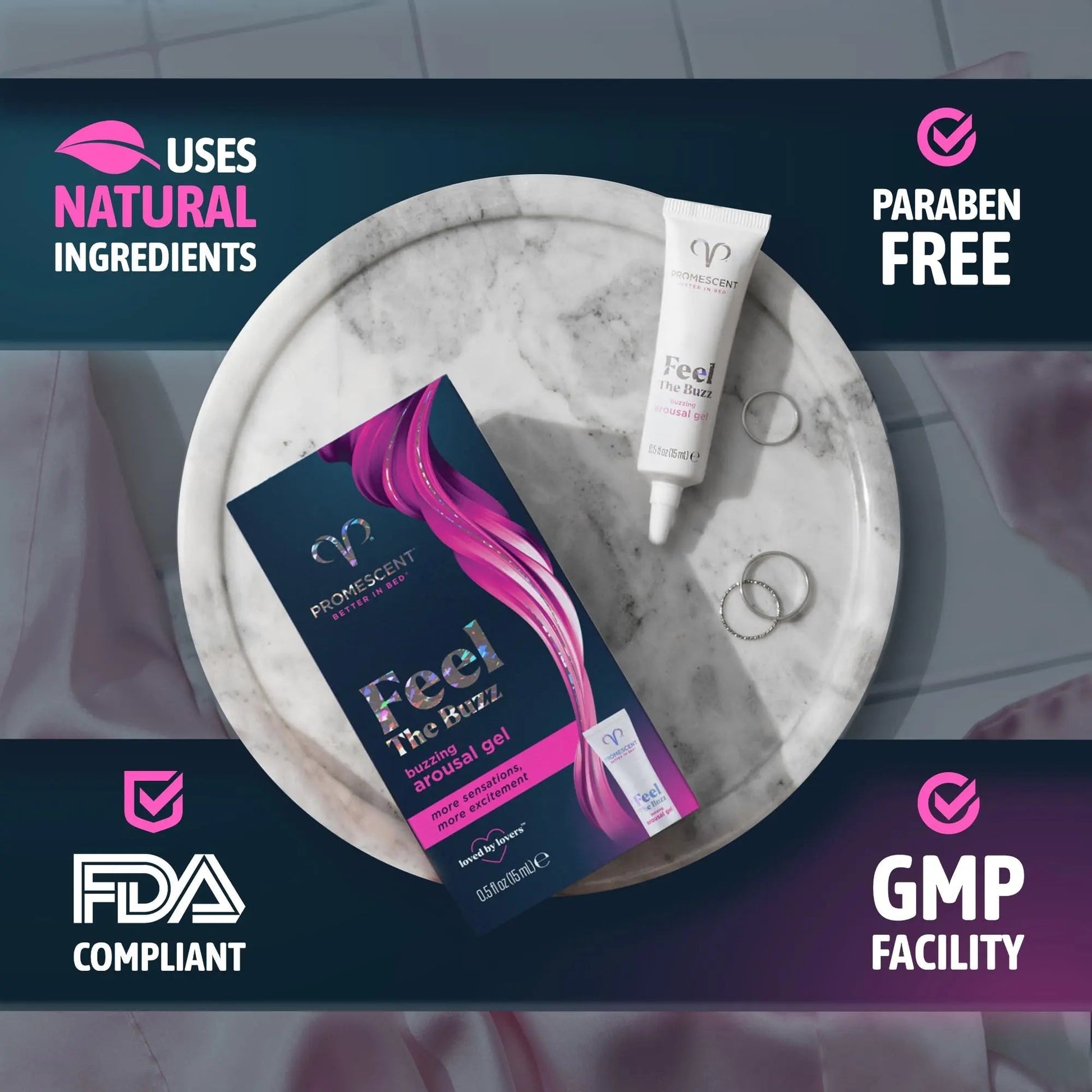 Promescent Buzzing Gel for Women – Arousal Enhancing Intimate Lubricant, Non-Sticky & Long-Lasting, Personal Lube for Increased Heightened Feeling, 75 Uses (15ml) - Maple Wellness Supplements