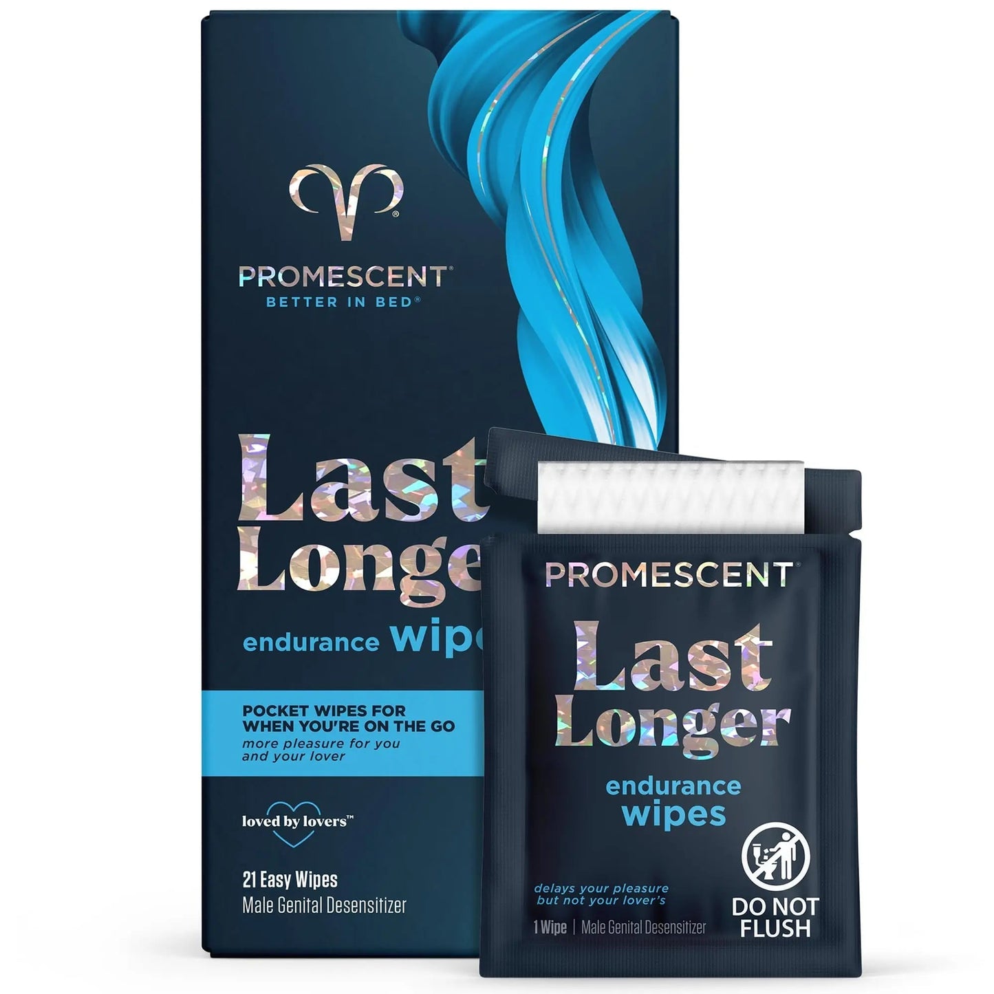 Promescent Delay Wipes Sexual Enhancer for Men to Last Longer in Bed, Extended Climax Control with Benzocaine for Male Genital Desensitizing - Increase Duration, Performance, and Stamina (21 Count) - Maple Wellness Supplements