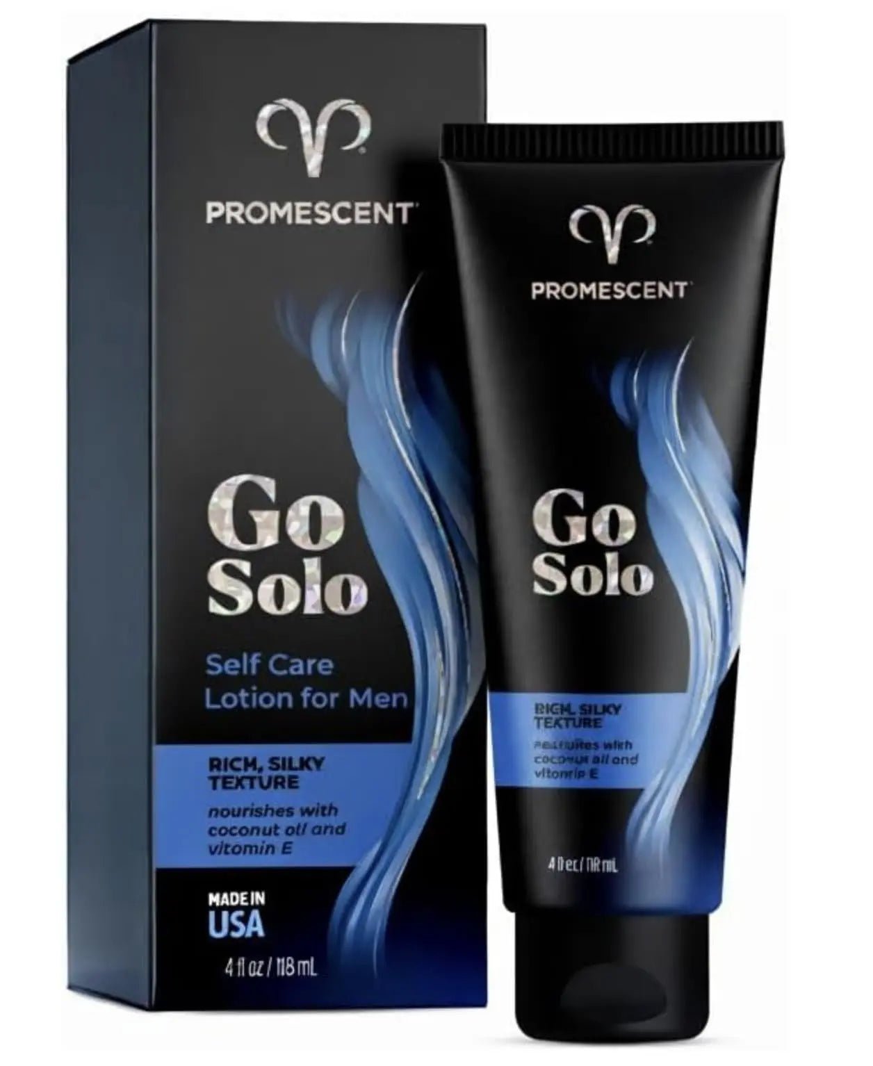 Promescent Go Solo Lotion for Men, Natural Unscented Moisturizing Ingredients with Coconut Oil and Sweet Almond Oil, Creamy Natural Texture, Fast-Absorbing, Made in the USA, 4 fl oz - Maple Wellness Supplements
