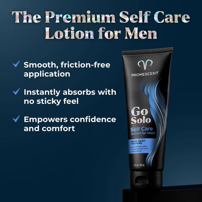 Promescent Go Solo Lotion for Men, Natural Unscented Moisturizing Ingredients with Coconut Oil and Sweet Almond Oil, Creamy Natural Texture, Fast-Absorbing, Made in the USA, 4 fl oz - Maple Wellness Supplements