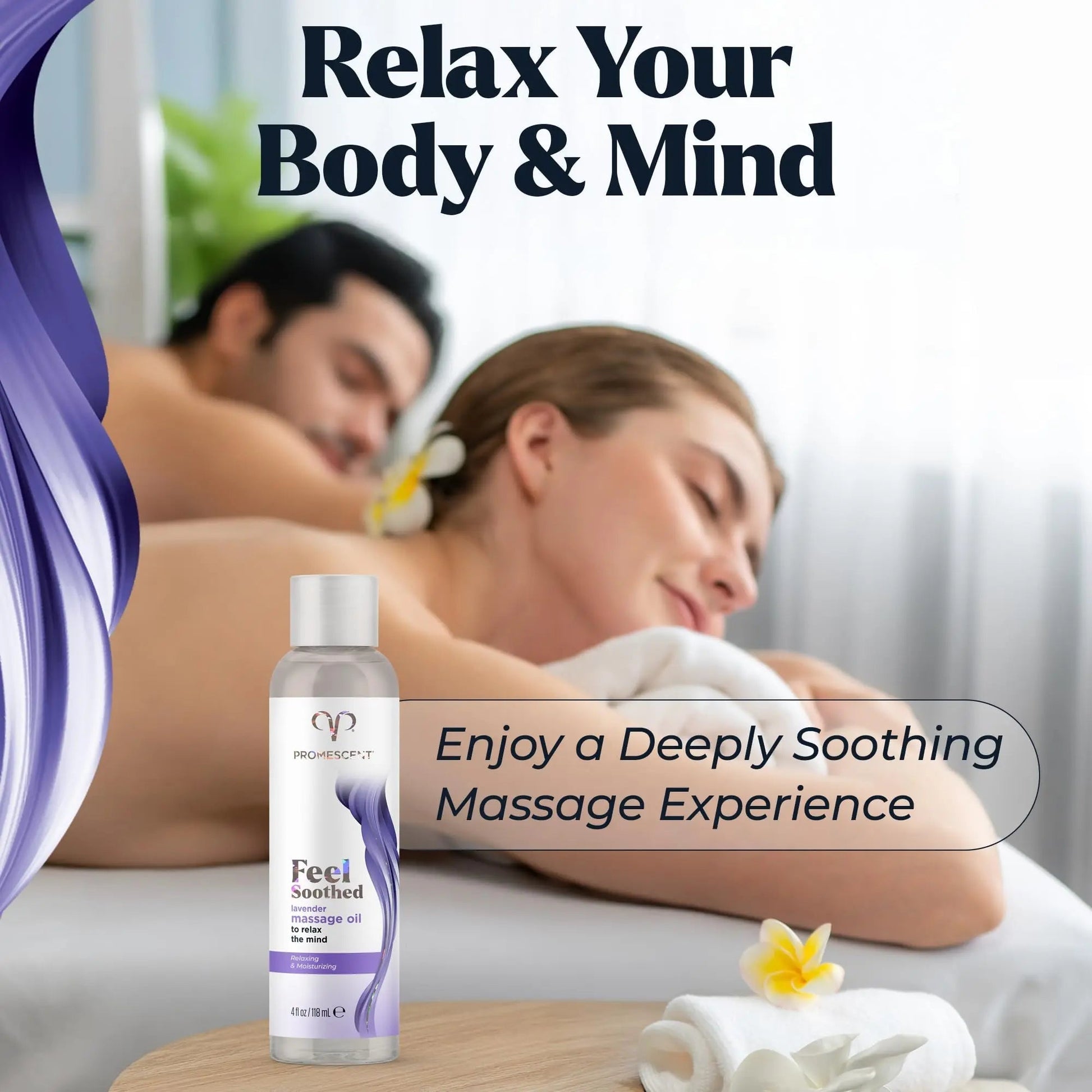 Promescent Lavender Massage Oil for Massage Therapy, Massage Oils for Date Night, Premium Lavender Body Oil for Men & Women to Relieve Stress & Sore Muscles, Essential Oils for Skin (4 oz) - Maple Wellness Supplements