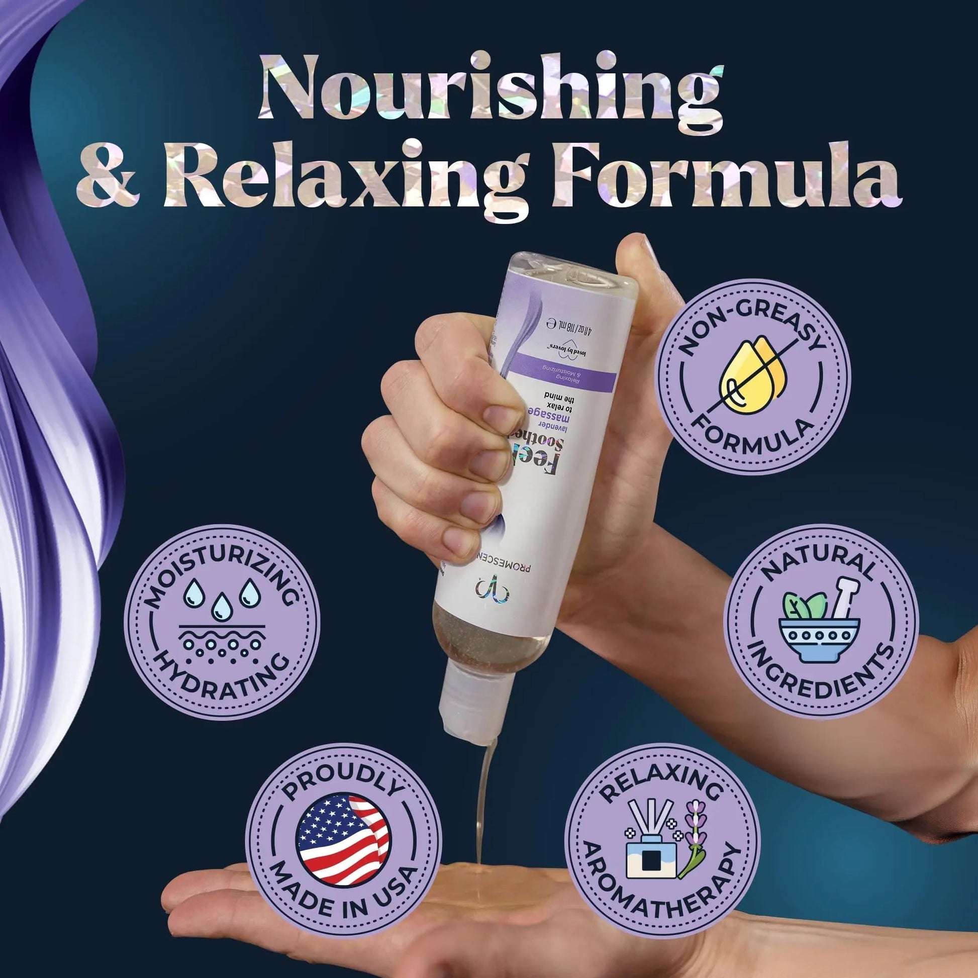 Promescent Lavender Massage Oil for Massage Therapy, Massage Oils for Date Night, Premium Lavender Body Oil for Men & Women to Relieve Stress & Sore Muscles, Essential Oils for Skin (4 oz) - Maple Wellness Supplements