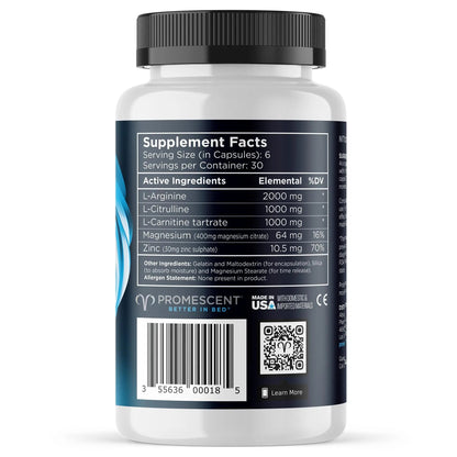 Promescent VitaFLUX Nitric Oxide Supplements for Men, Fast Acting Male Enhancing Pills for Stamina, Size & Performance, L-Arginine L-Citrulline L-Carnitine (30 Servings) - Maple Wellness Supplements