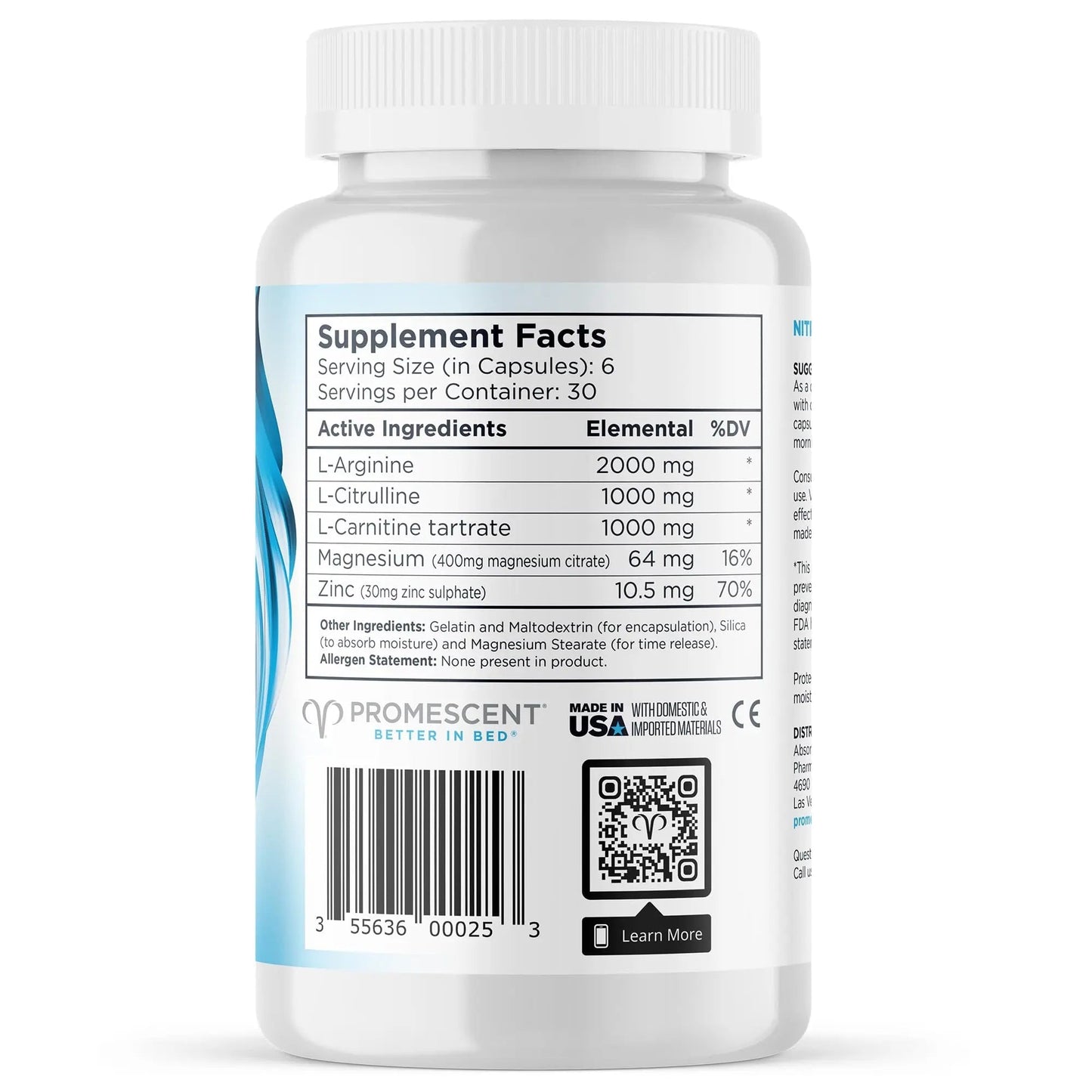Promescent VitaFLUX Women's Nitric Oxide Booster Supplement, Boost Energy & Performance - Therapeutic Dose of Essential Amino Acids L Arginine, L Citrulline, L Carnitine, Zinc (180 Capsules) - Maple Wellness Supplements