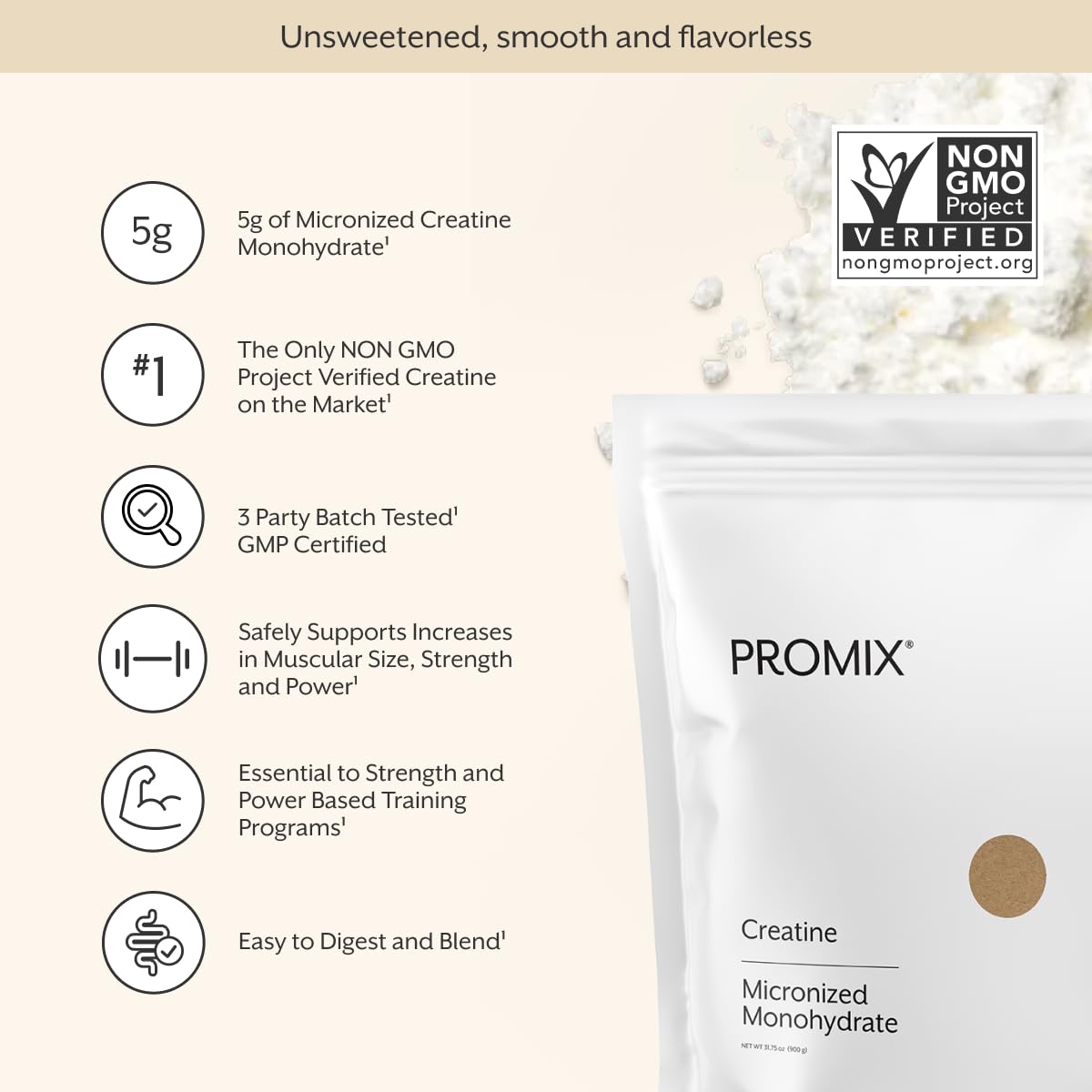 ProMix Nutrition Creatine Monohydrate Travel Packs, 5g of micronized Clean Creatine for Men and Women, Supports Muscle Growth & Recovery, Vegan - 30 Servings - Maple Wellness Supplements