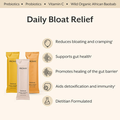 ProMix Nutrition Debloat Prebiotics and Probiotics - Digestive Health, Nausea Relief, Gut Repair, and Bloating Relief for Women and Men - Maple Wellness Supplements