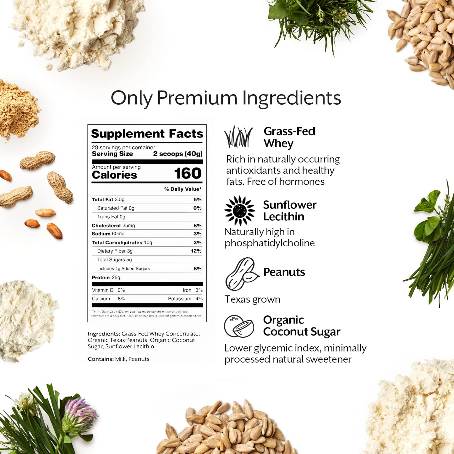 Promix Whey Protein Powder, Peanut Butter - 2.5lb Bulk - Grass-Fed & 100% All Natural - Maple Wellness Supplements