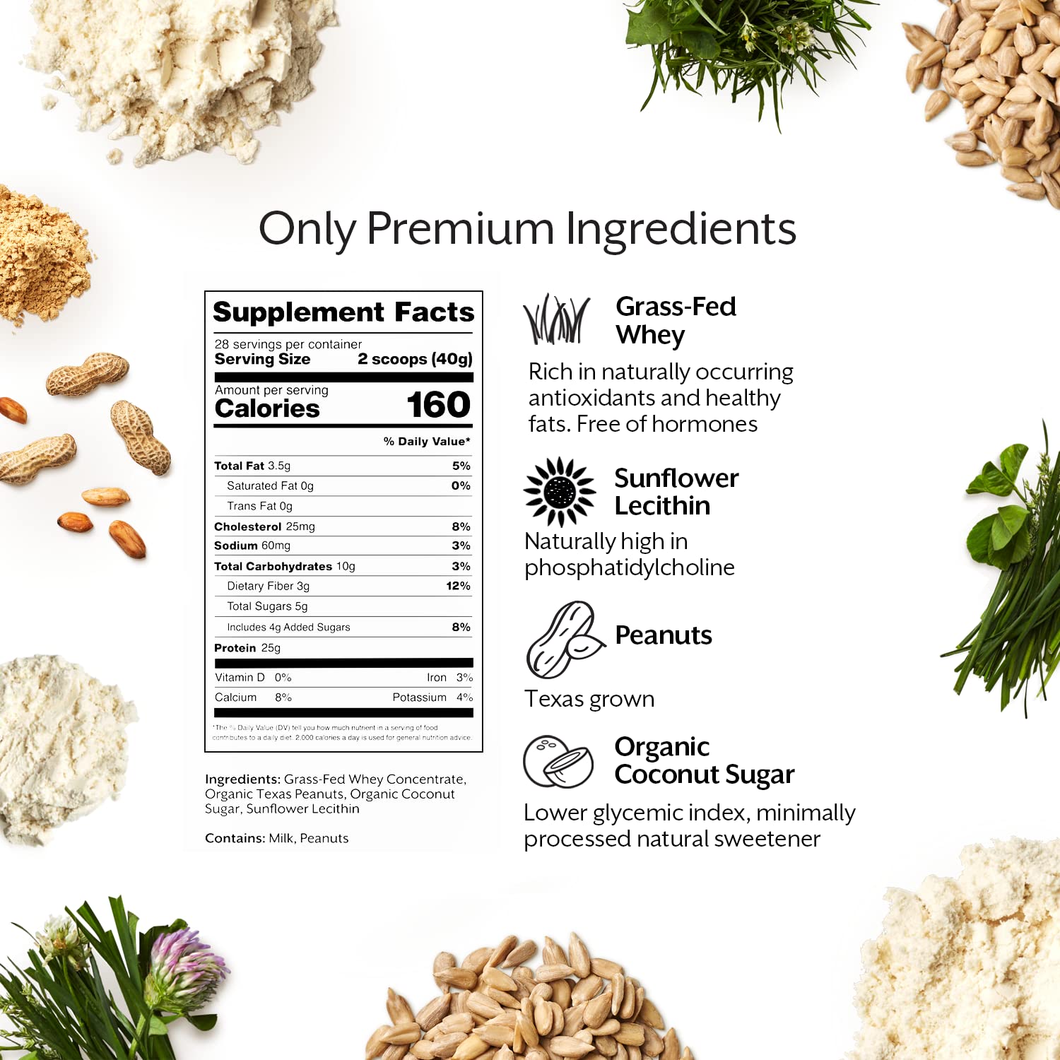 Promix Whey Protein Powder, Peanut Butter - 2.5lb Bulk - Grass-Fed & 100% All Natural - Maple Wellness Supplements
