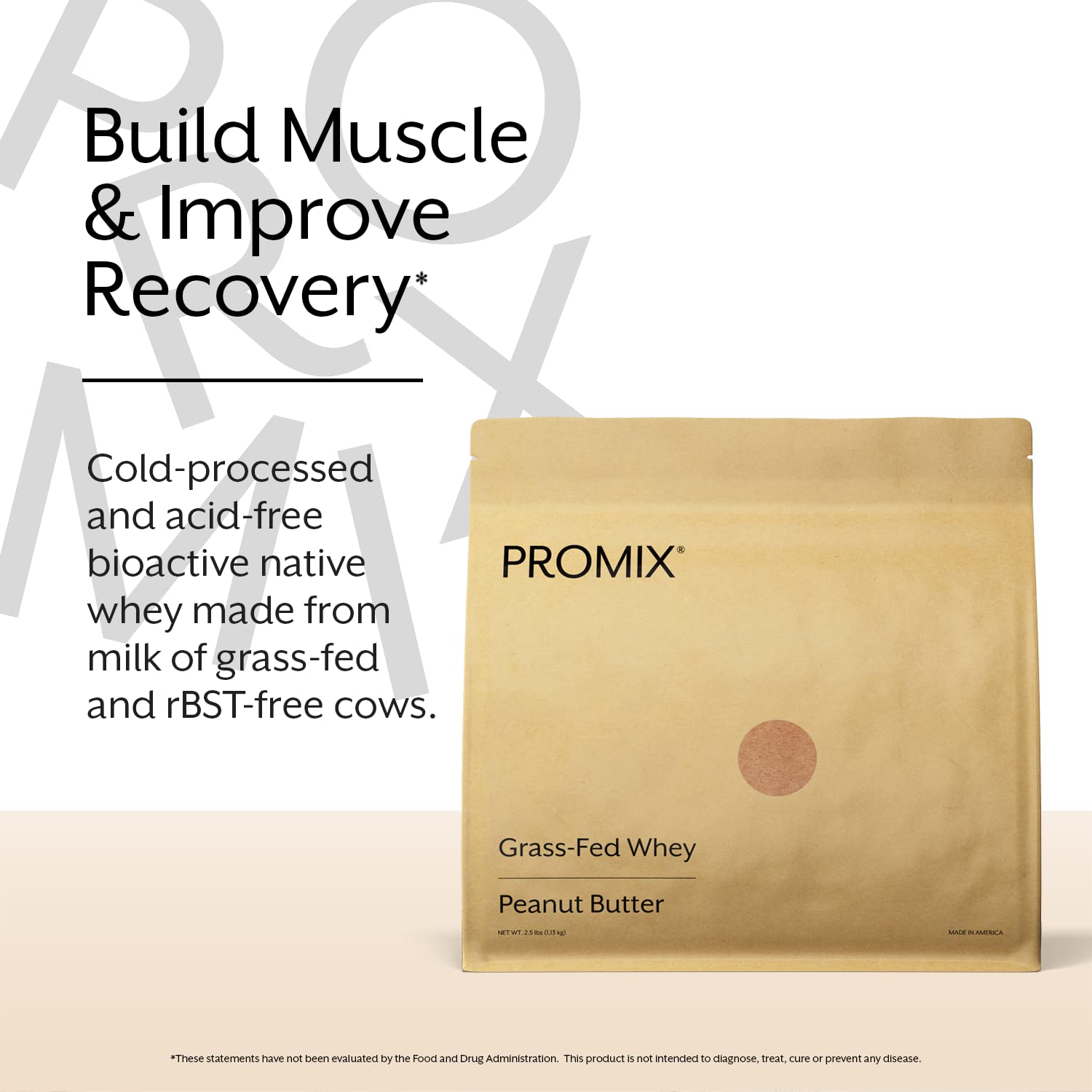 Promix Whey Protein Powder, Peanut Butter - 2.5lb Bulk - Grass-Fed & 100% All Natural - Maple Wellness Supplements