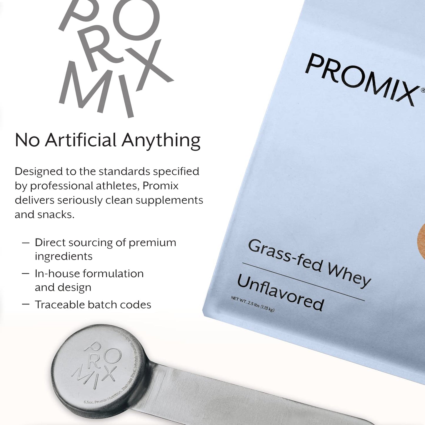 Promix Whey Protein Powder, Unflavored - 2.5lb Bulk - Grass-Fed & 100% All Natural - Maple Wellness Supplements