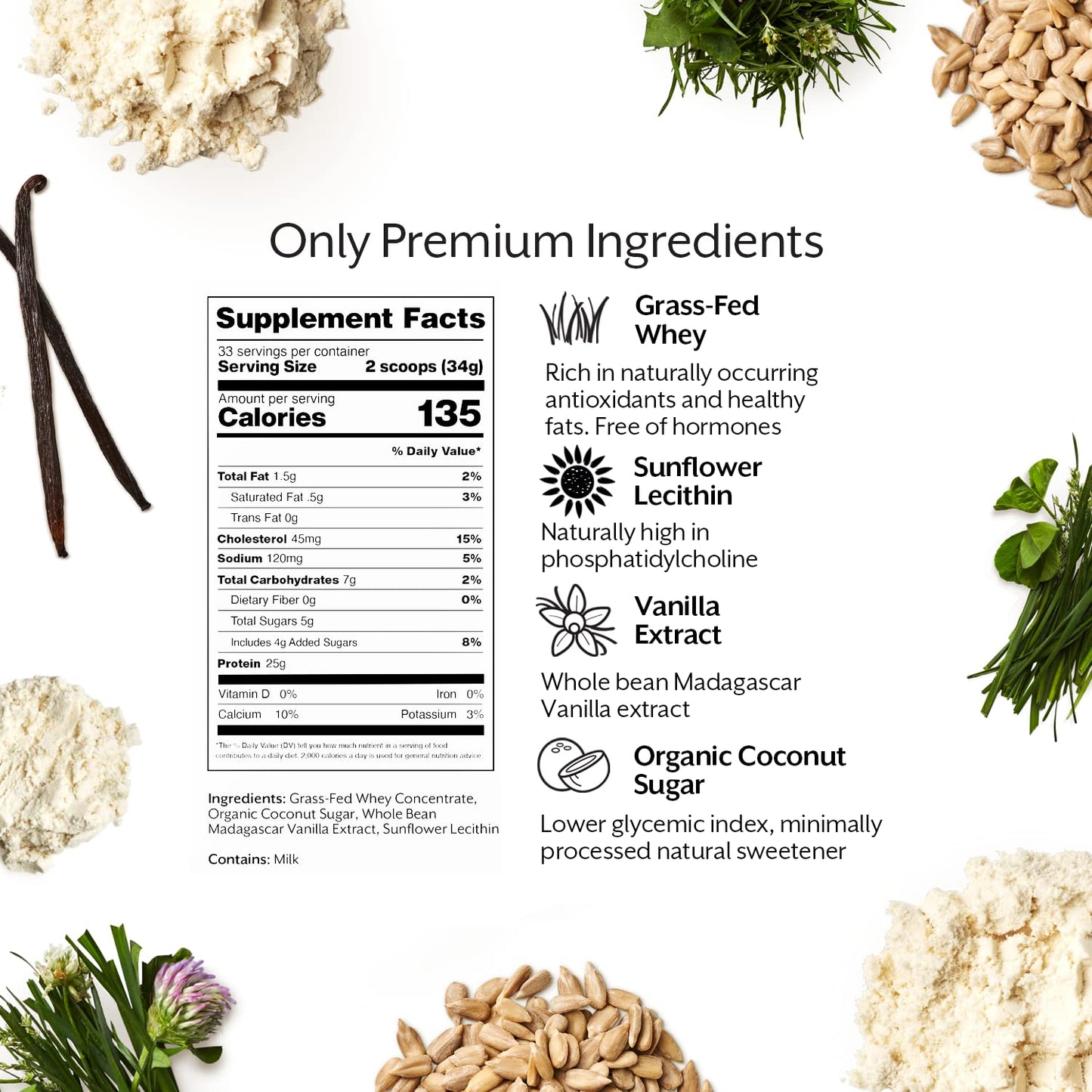 Promix Whey Protein Powder, Vanilla - 5lb Bulk - Grass-Fed & 100% All Natural - Maple Wellness Supplements