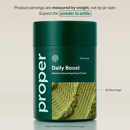 Proper, The Greens Daily Boost Organic Greens Powder. Whole Food, Apple Flavour Veggie Powder Superfood with Wheatgrass, Spirulina, Chlorella, Probiotics. - Maple Wellness Supplements