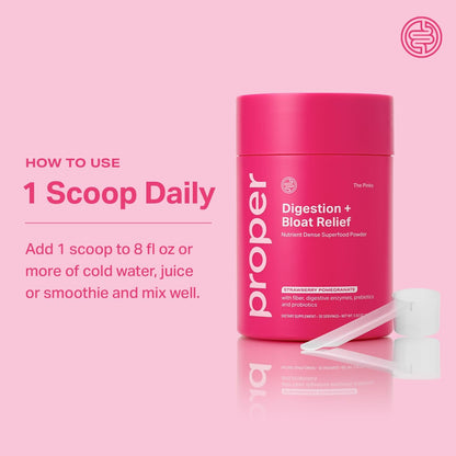 Proper, The Pinks Digestion and Bloat Relief. Drink Mix with Gut Health Probiotics, Prebiotics, Beet Root & Enzymes for Digestive Support. Bloating and Microbiome - Maple Wellness Supplements