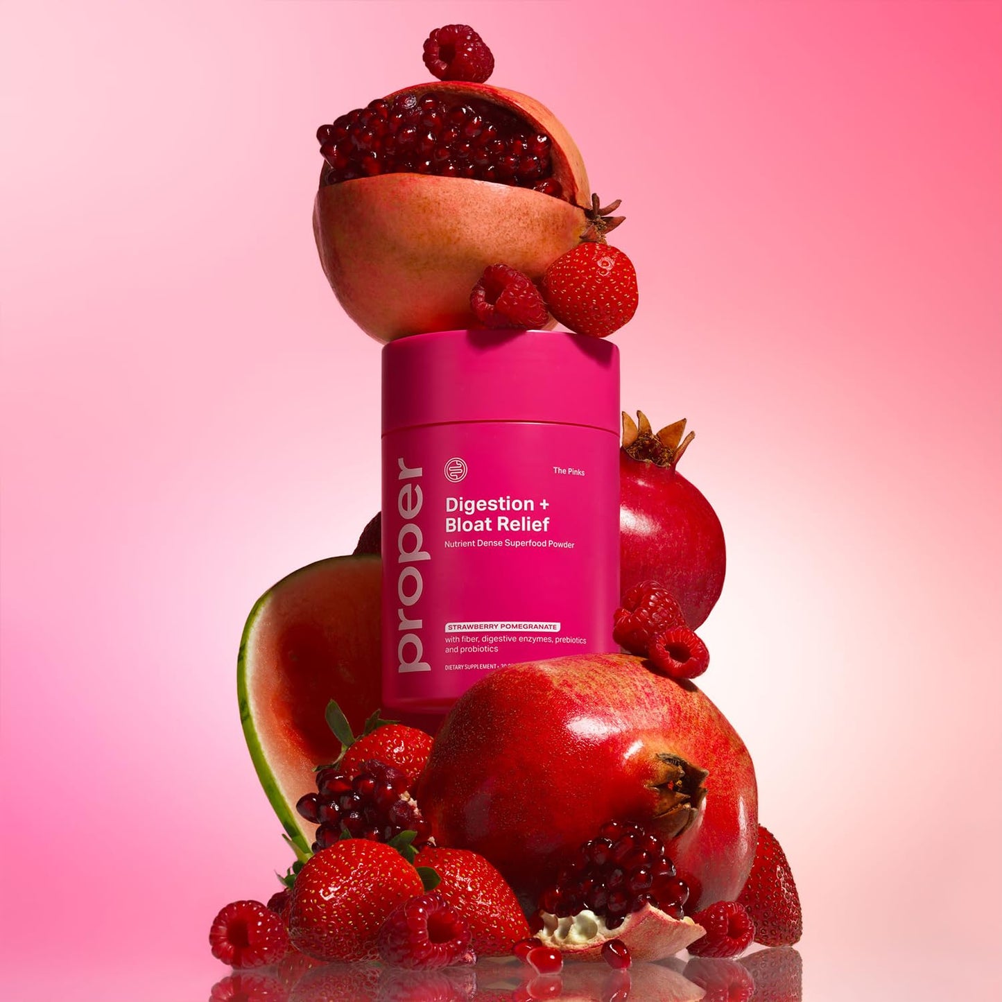 Proper, The Pinks Digestion and Bloat Relief. Drink Mix with Gut Health Probiotics, Prebiotics, Beet Root & Enzymes for Digestive Support. Bloating and Microbiome - Maple Wellness Supplements