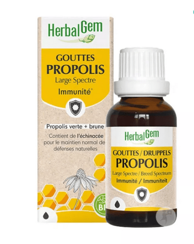 Propolis BIO Large spectre Flacon gouttes Gorge 15 ml HERBALGEM - Maple Wellness Supplements