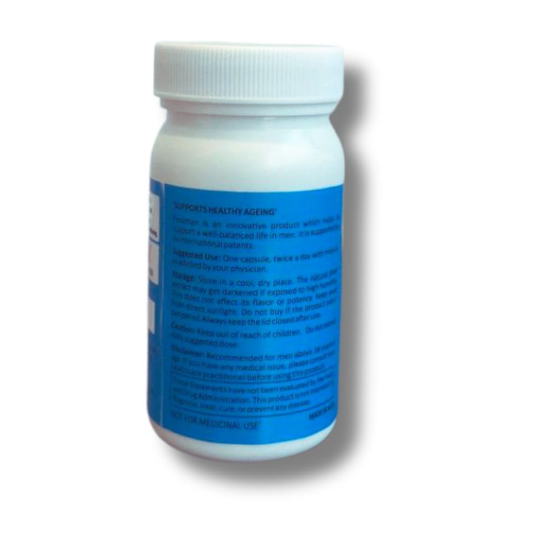 Prosman Supplement - Supports Healthy ageing & Improves Urinary Function | Patented Ingredient | Prunus domestica/pygeum (1Pack- 60 Capsules) - Maple Wellness Supplements