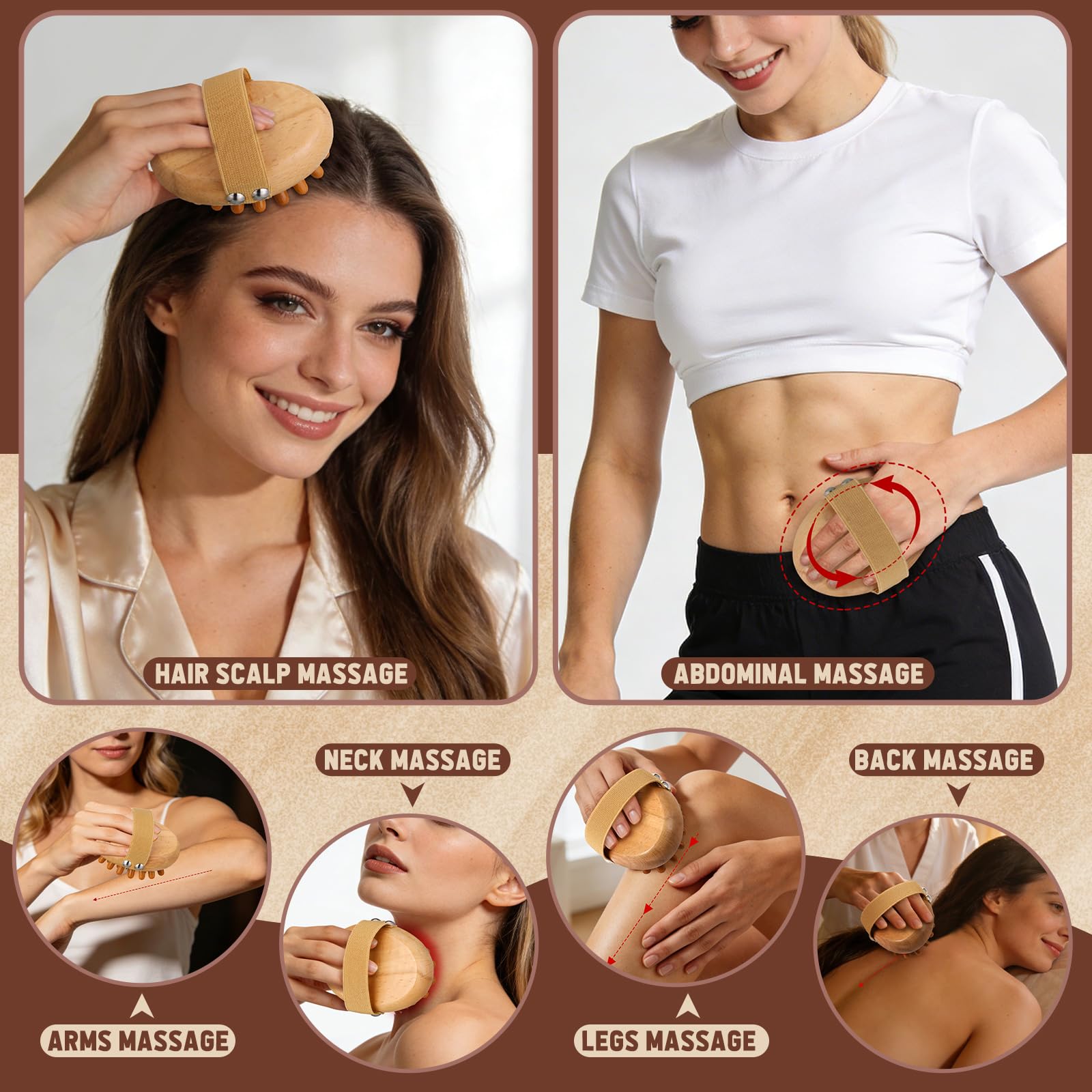 ProSuites Wooden Meridian Massage Body Brush for Cellulite Remover, Cellulite Lymphatic Drainage Massager for Body Shaping - Maple Wellness Supplements