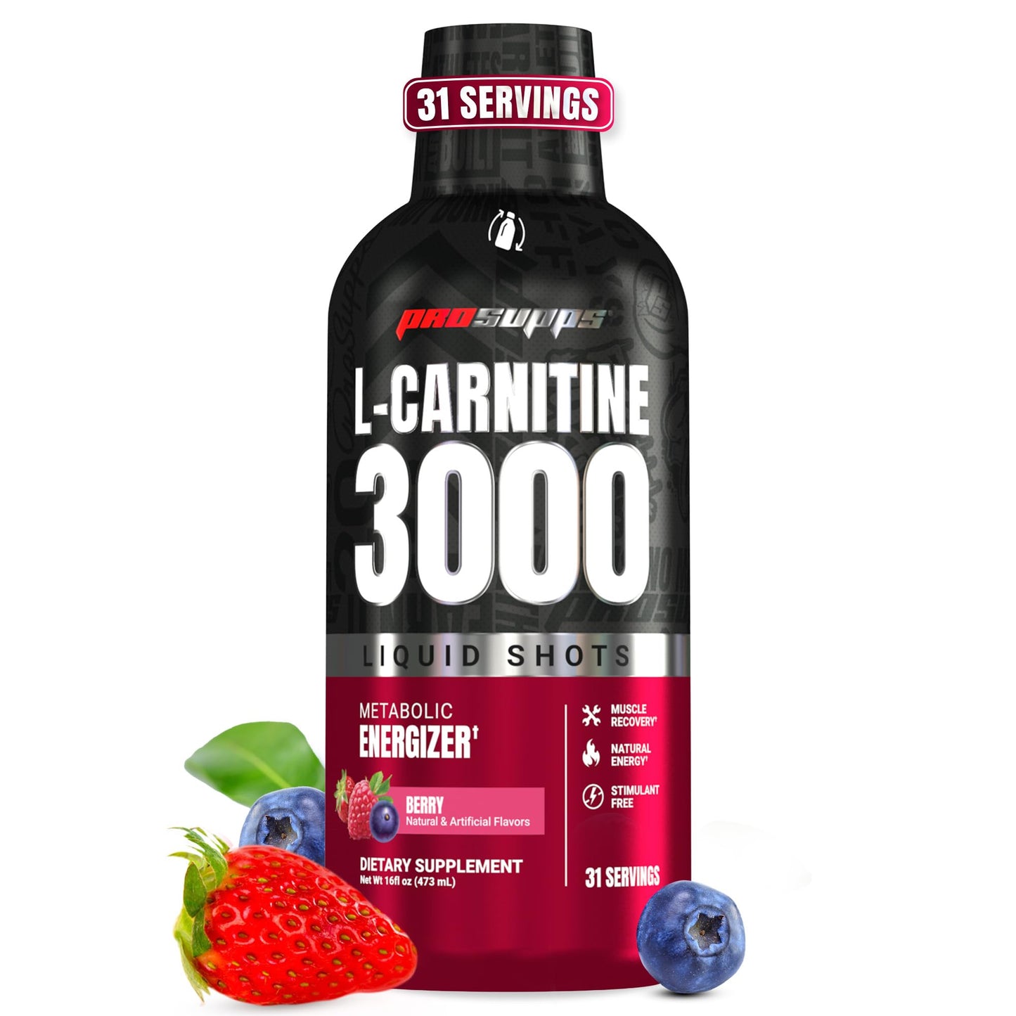 ProSupps L-Carnitine Liquid 3000, Stimulant-Free Liquid Shots for Men & Women - Clean Workout Drink for Energy, Performance & Muscle Recovery - Maple Wellness Supplements