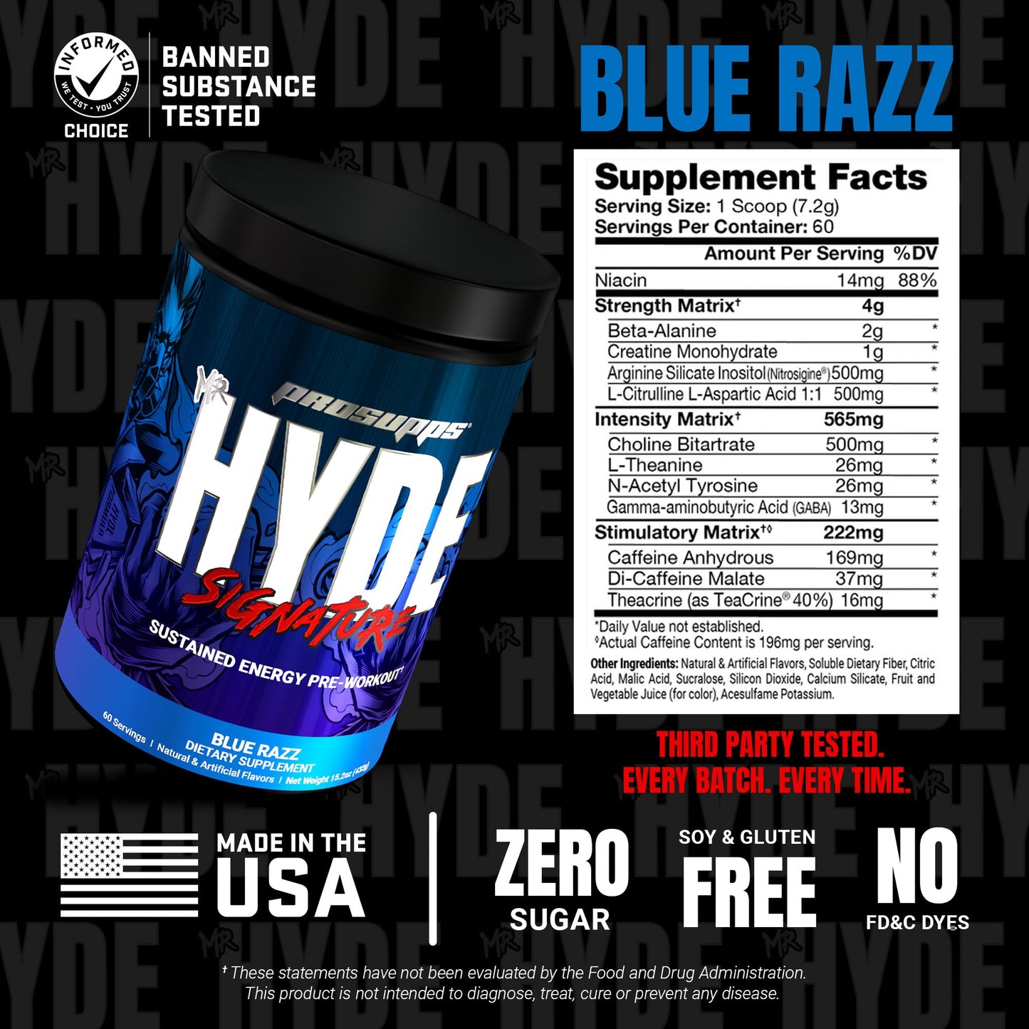 ProSupps Mr. Hyde Signature Pre Workout Powder with Creatine, Beta Alanine & Caffeine - Performance, Energy & Endurance - Clean Fitness & Gym Supplements - Maple Wellness Supplements