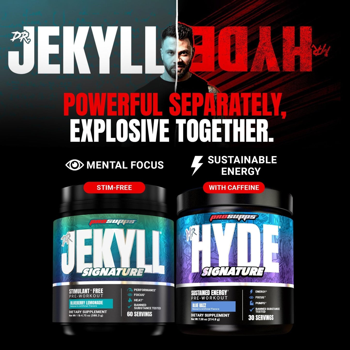 ProSupps Mr. Hyde Signature Pre Workout Powder with Creatine, Beta Alanine & Caffeine - Performance, Energy & Endurance - Clean Fitness & Gym Supplements for Men & Women = - Maple Wellness Supplements