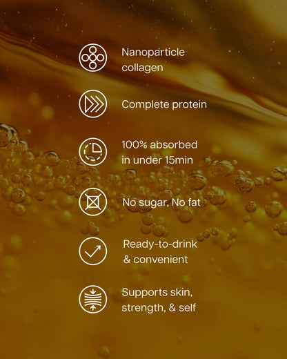 ProT Gold Liquid Collagen Protein Shot, Support for Hair, Nails and Skin, 17g, Nano Hydrolyzed & Grass Fed with Amino Acids, Sugar Free, Gluten Free, - Maple Wellness Supplements