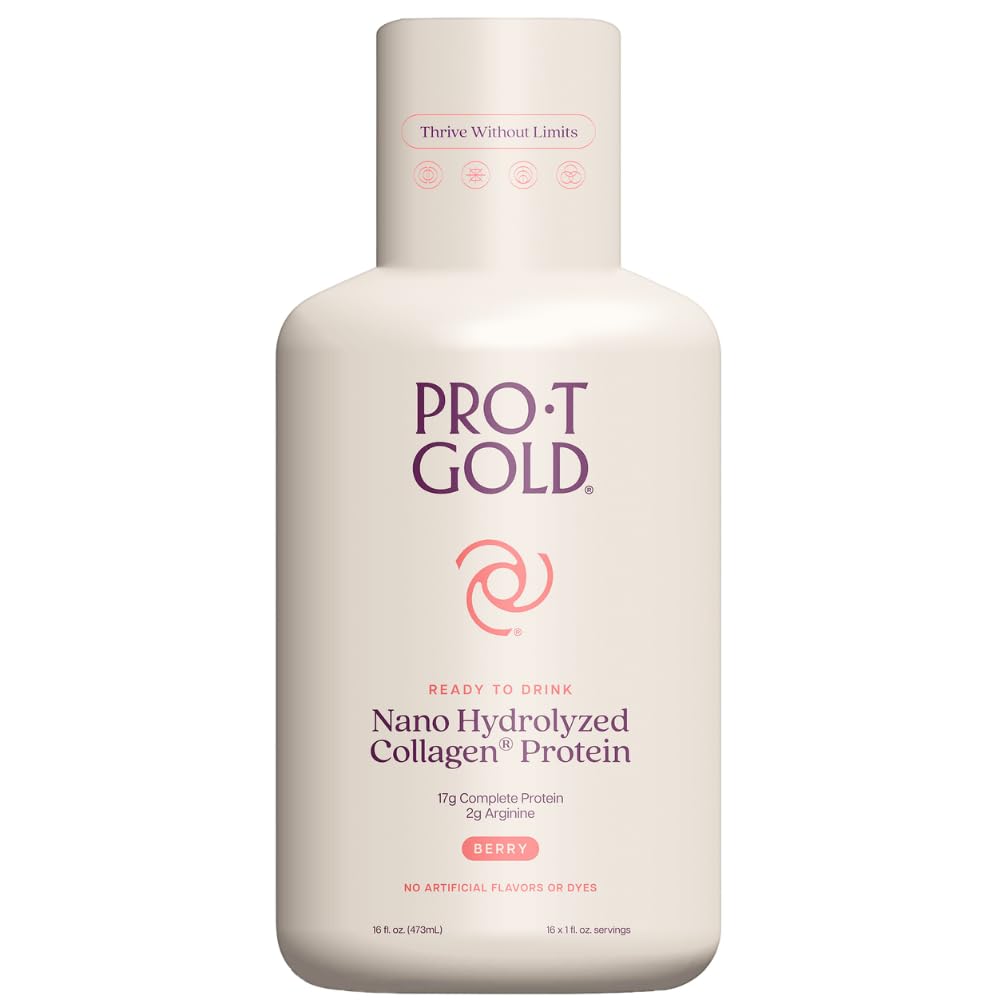 ProT Gold Liquid Collagen Protein Shot, Support for Hair, Nails and Skin, 17g, Nano Hydrolyzed & Grass Fed with Amino Acids, Sugar Free, Gluten Free, - Maple Wellness Supplements