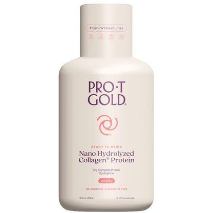 ProT Gold Liquid Collagen Protein Shot, Support for Hair, Nails and Skin, 17g, Nano Hydrolyzed & Grass Fed with Amino Acids, Sugar Free, Gluten Free, - Maple Wellness Supplements