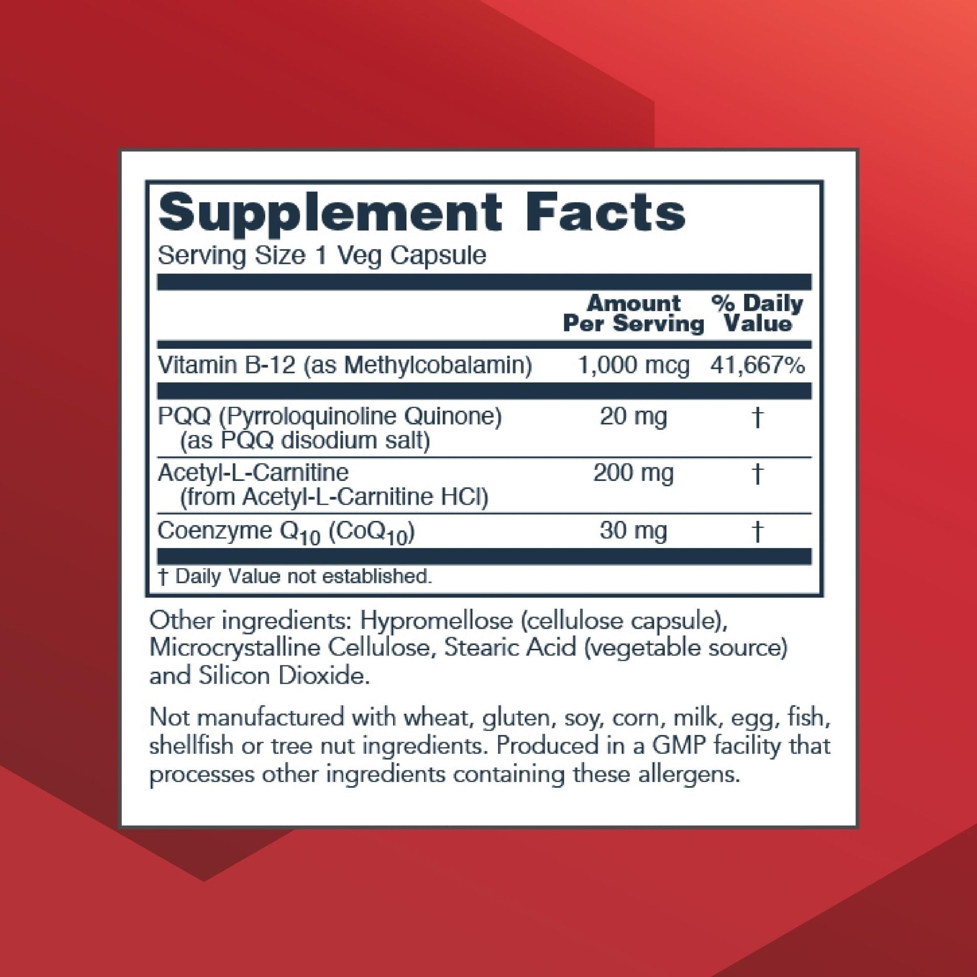 PROTOCOL FOR LIFE BALANCE PQQ Complex - Mitochondrial Health - with CoQ10 & L Carnitine - B Vitamin - Supplement for Energy - 30 Veg Caps - Maple Wellness Supplements