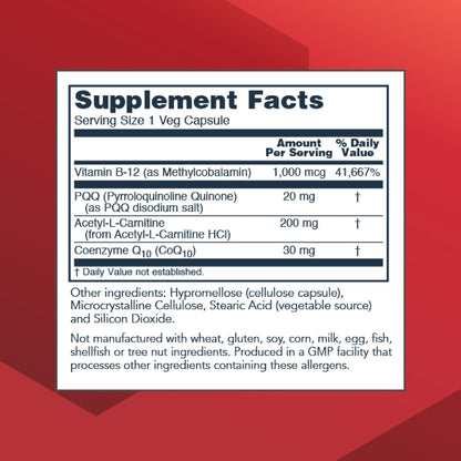 PROTOCOL FOR LIFE BALANCE PQQ Complex - Mitochondrial Health - with CoQ10 & L Carnitine - B Vitamin - Supplement for Energy - 30 Veg Caps - Maple Wellness Supplements