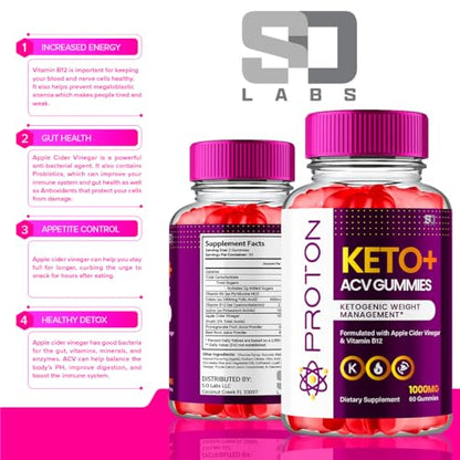 Proton Keto ACV Gummies Advanced Weight Loss 1000 MG, Proton Keto ACV Gummies - Maple Wellness Supplements