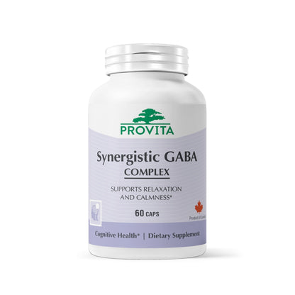 PROVITA Synergistic GABA Complex | GABA Supplement | with B6 & Glutamic Acid | Stress Relief Supplement | Mood Support | Relaxation & Calmness | Brain Support | Mood Enhancer | 60 Veg Capsules - Maple Wellness Supplements