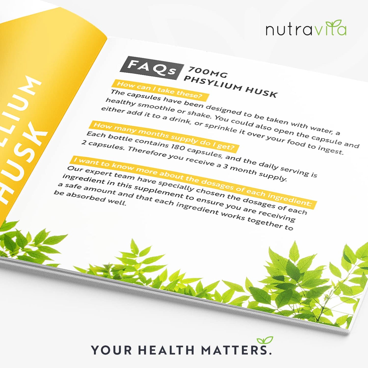 Psyllium Husks Fibre Supplement – 1400mg per Serving – Naturally High in Soluble Fibre - Maple Wellness Supplements
