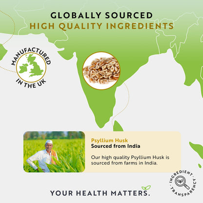 Psyllium Husks Fibre Supplement – 1400mg per Serving – Naturally High in Soluble Fibre - Maple Wellness Supplements