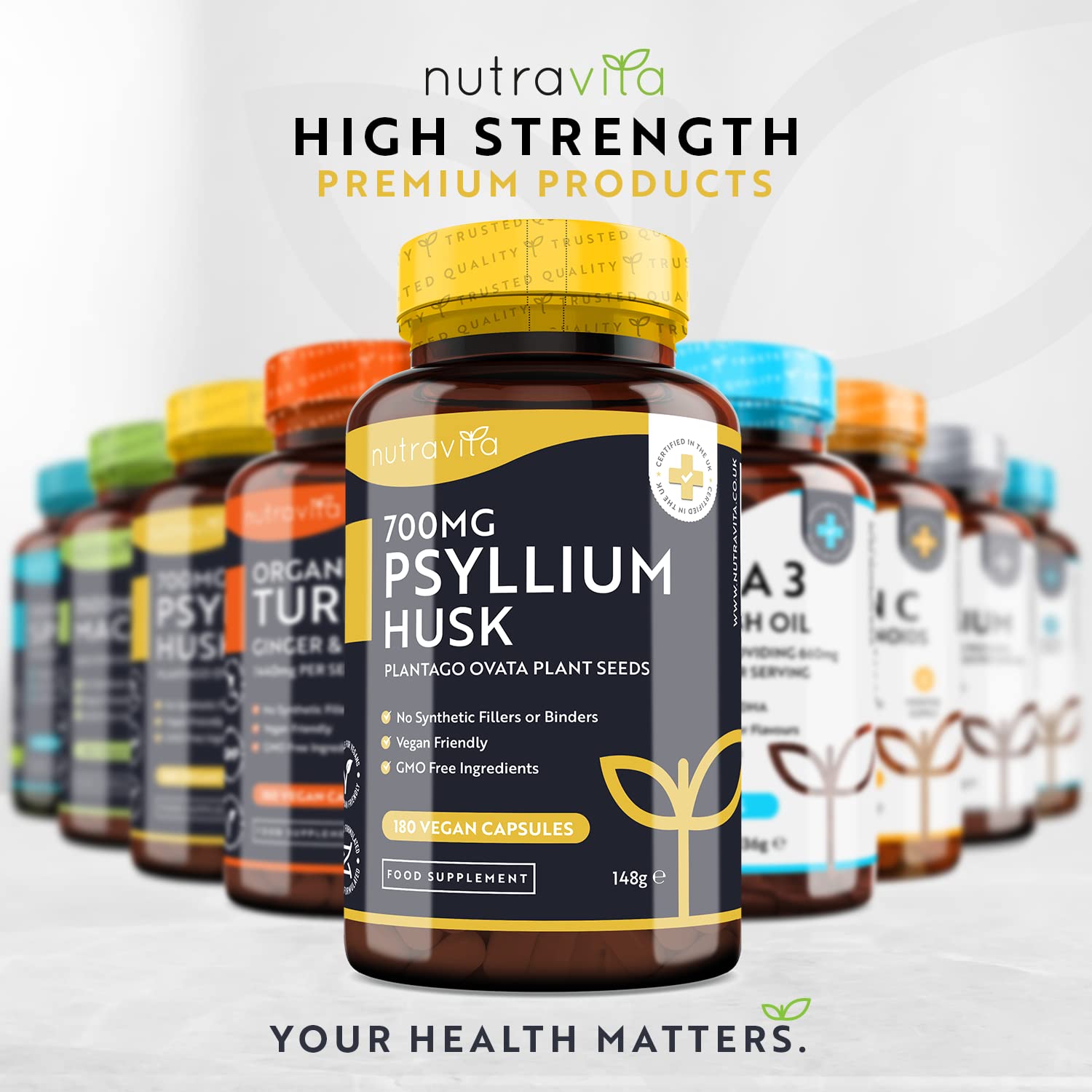 Psyllium Husks Fibre Supplement – 1400mg per Serving – Naturally High in Soluble Fibre - Maple Wellness Supplements