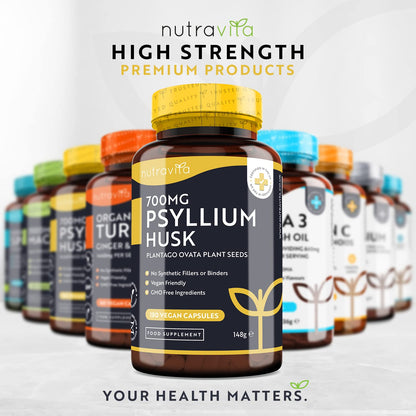 Psyllium Husks Fibre Supplement – 1400mg per Serving – Naturally High in Soluble Fibre - Maple Wellness Supplements