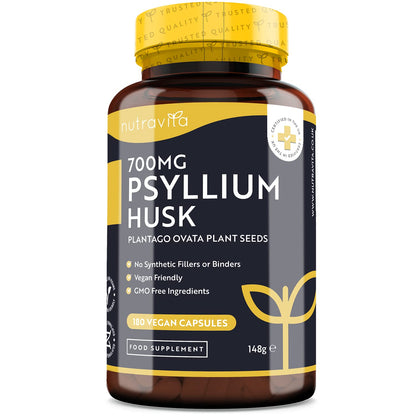 Psyllium Husks Fibre Supplement – 1400mg per Serving – Naturally High in Soluble Fibre - Maple Wellness Supplements