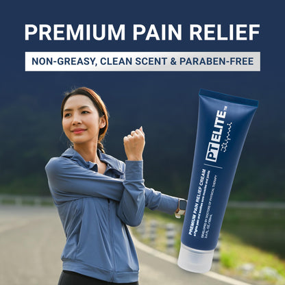 PT Elite Premium Pain Relief Cream, with Capsaicin, Menthol & Arnica, Arthritis, Knee, & Back Pain Relief, Soothes Sore Muscles & Joints, Reduces Stiffness, Non-Greasy, Topical Analgesic, 3.4 oz - Maple Wellness Supplements