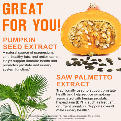 Pumpkin Seed Oil with Saw Palmetto, 1000mg per Serving, 300 Softgels – Cold Pressed Pumpkin Seed Oil Capsules for Hair, Prostate, Urinary & Bladder Health - Maple Wellness Supplements
