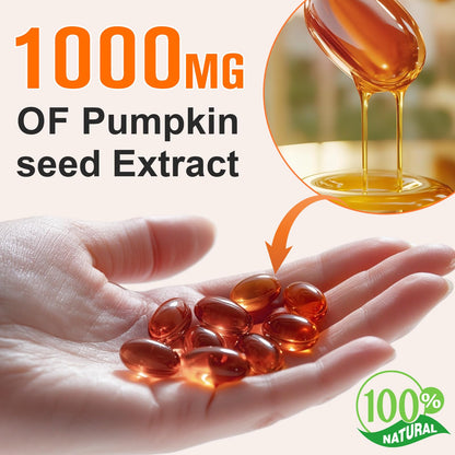 Pumpkin Seed Oil with Saw Palmetto, 1000mg per Serving, 300 Softgels – Cold Pressed Pumpkin Seed Oil Capsules for Hair, Prostate, Urinary & Bladder Health - Maple Wellness Supplements