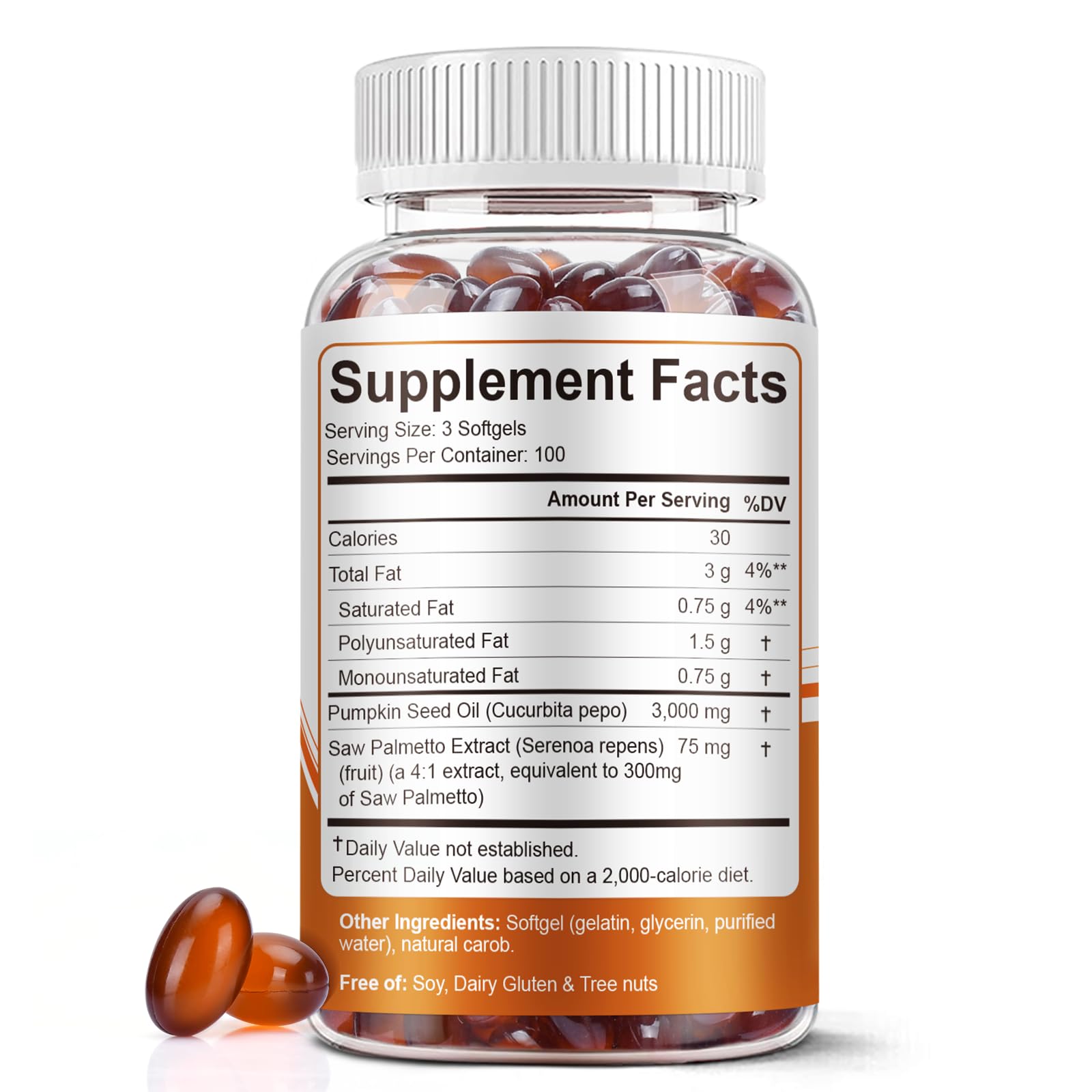 Pumpkin Seed Oil with Saw Palmetto Capsules, 3000mg/serving, 300/600 Softgels | Cold Pressed, Pure Virgin Oil, Essential Fatty Acids & Phytosterols | Supports Hair, Urinary - Maple Wellness Supplements