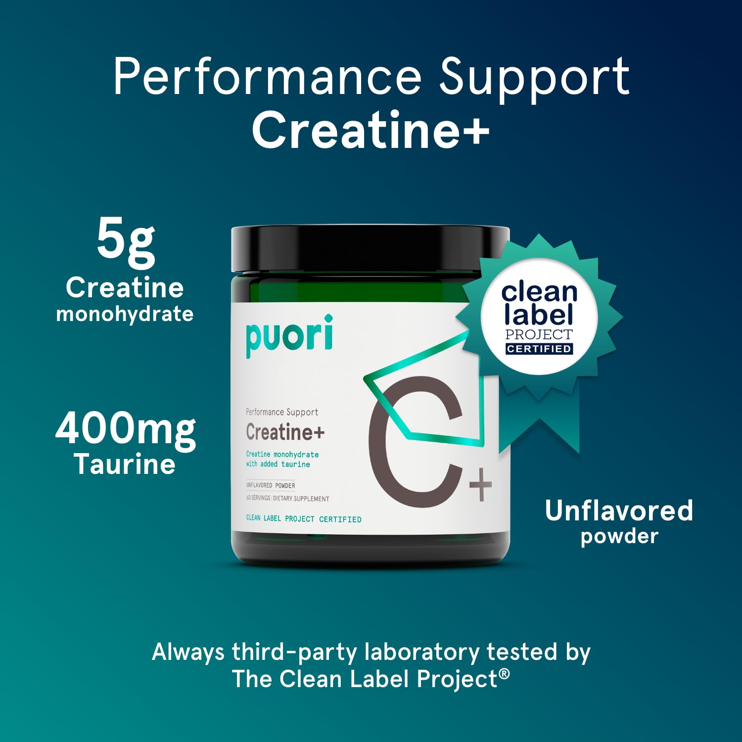 Puori Creatine Monohydrate Powder with Taurine - Unflavored Creatine Powder, Pre-Workout Supplement for Men & Women - Muscle Builder, Enhanced Workout - Maple Wellness Supplements