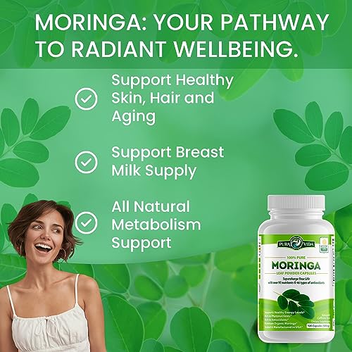 PURA VIDA Moringa Capsules Single Origin Moringa Powder Organic. Moringa Leaf - Maple Wellness Supplements