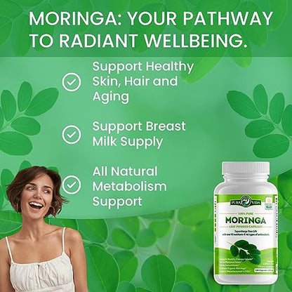 PURA VIDA Moringa Capsules Single Origin Moringa Powder Organic. Moringa Leaf - Maple Wellness Supplements