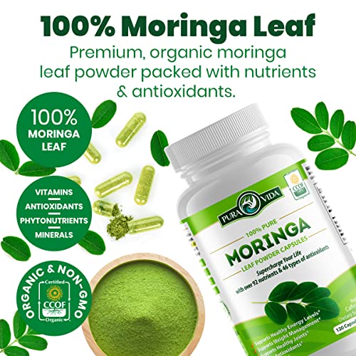 PURA VIDA Moringa Capsules Single Origin Moringa Powder Organic. Moringa Leaf - Maple Wellness Supplements