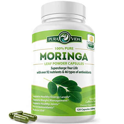 PURA VIDA Moringa Capsules Single Origin Moringa Powder Organic. Moringa Leaf - Maple Wellness Supplements
